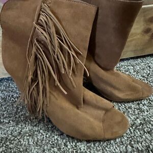 Fringe ankle boots